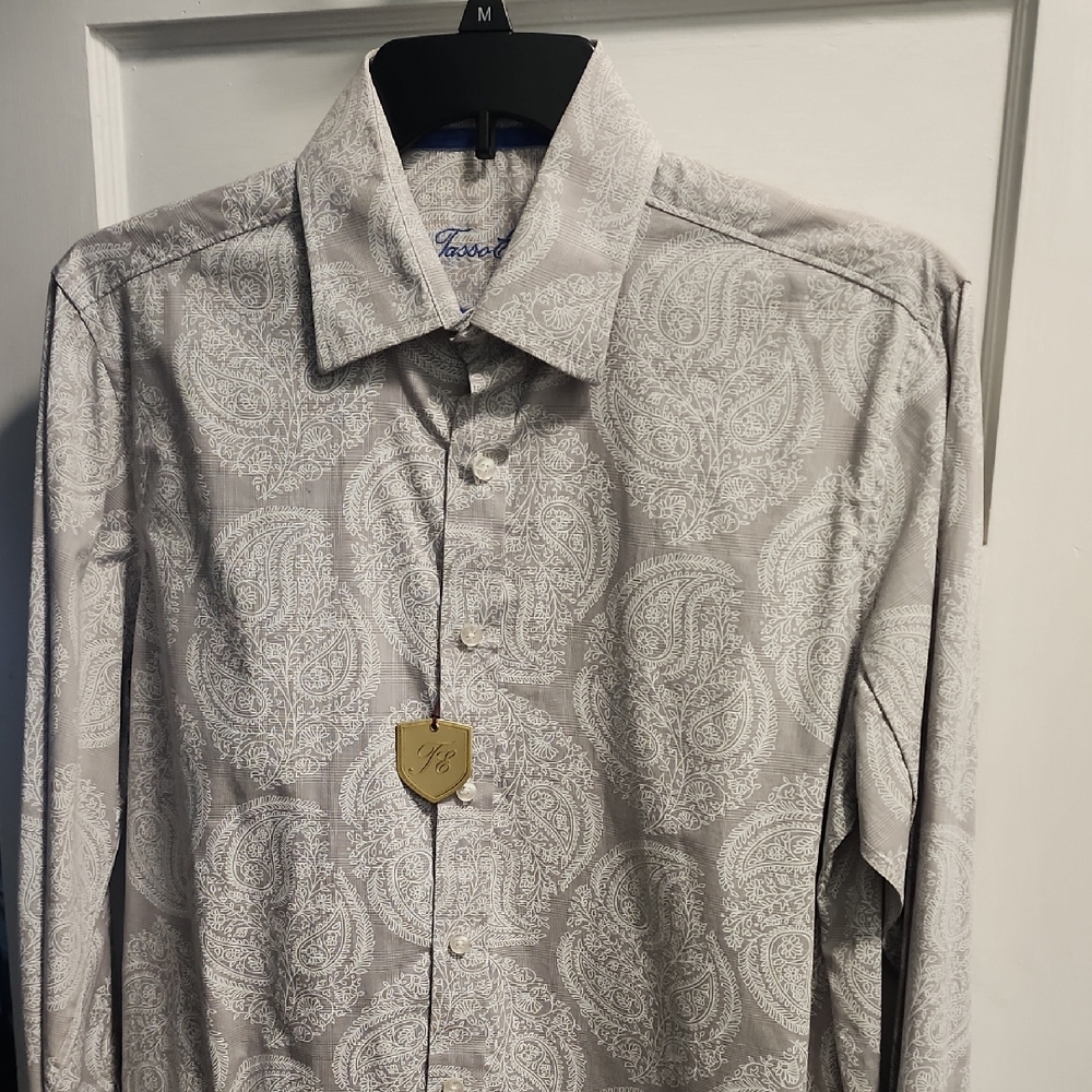 Men's Gray Paisley Shirt Tasso Elba
